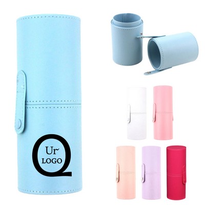 Leather Cylinder Makeup Brush Holder