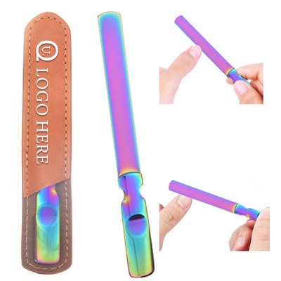 4.8x0.43" Stainless Steel Nail File w/ Leather Case