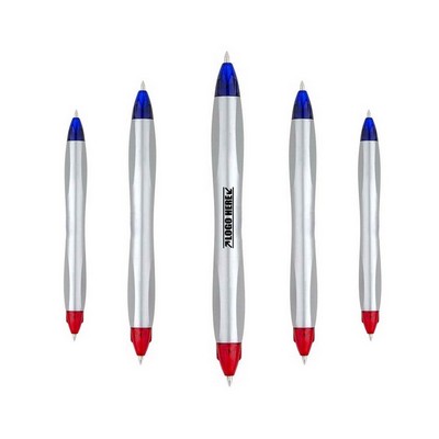 Blue/Red Double Sided Silver Pen