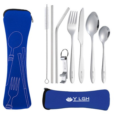 8 Pieces Cutlery Set with Zipper Pouch