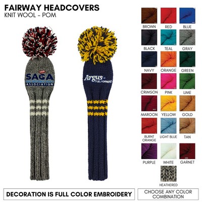 Knit Wool Fairway Golf Club Headcover Your Logo Embroidered