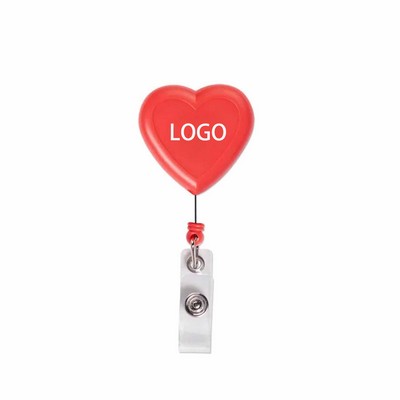 Heart Retractable Badge Clip Plastic