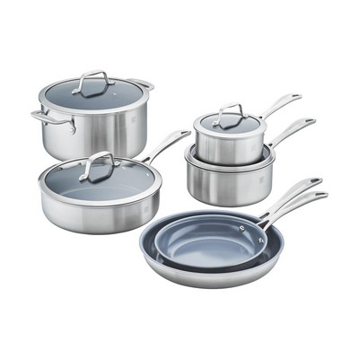 JA Henckels Zwilling Clad Cfx Stainless Steel Non-Stick 10-Piece Cookware Set