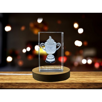 Wanamaker 3D Engraved Crystal Trophy Award w/LED Base for Athletes & Fans