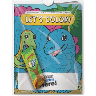 Combo Pack - "Let's Color!" Coloring Book & 4-Pack of Crayon in a Poly Bag