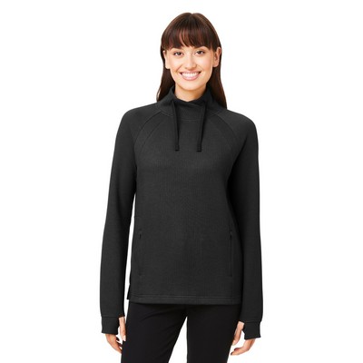 NORTH END® Women's Rhythm Waffle Cross-Neck Pullover Sweatshirt