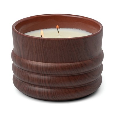 Grain 12 Oz Wood Ceramic Candle - Bergamot And Mahogany