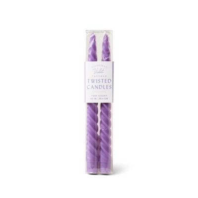 Twisted Taper 10" Tall Violet Boxed Candles, 2 Per Pack
