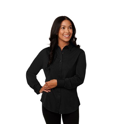 Zorrel® Atlas Button-Down 4-Way Stretch Knit Long Sleeve Shirt