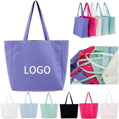 Zipper Large Capacity Canvas Tote Bag Shopper