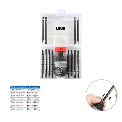 26-in-1 Multifunction Ratcheting Screwdriver Set with Ergonomic Grip