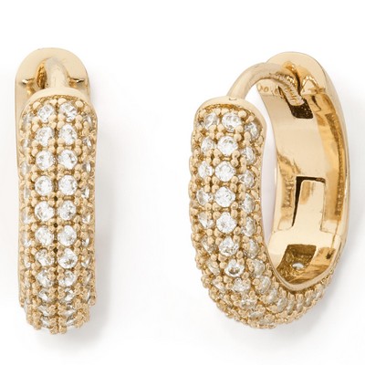 kate spade new york Brilliant Statements Pave Mini Huggies - Clear/Gold