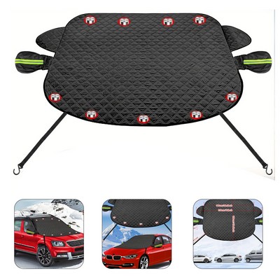 All-Weather Car Windshield Cover with Reflective Strips and Magnetic Edges