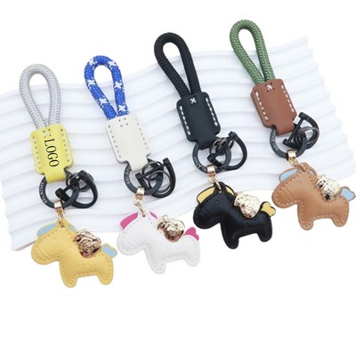 Horse Shape Leather Keychain Lanyard / Western Cowboys Gift