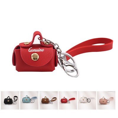 Mini Pu Coin Purse & Earphone Cable Storage Pouch w/ Keychain