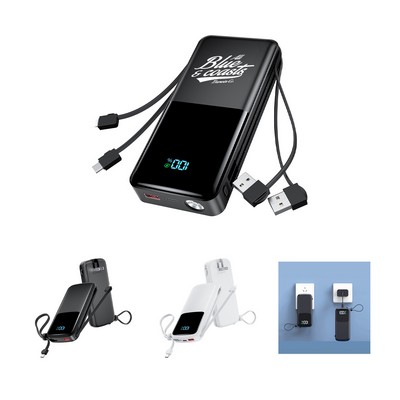 20000mAh Smart Led Display Power Bank with Wall Plug and Cables