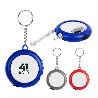 Led Flashlight Tape Measure Keychain