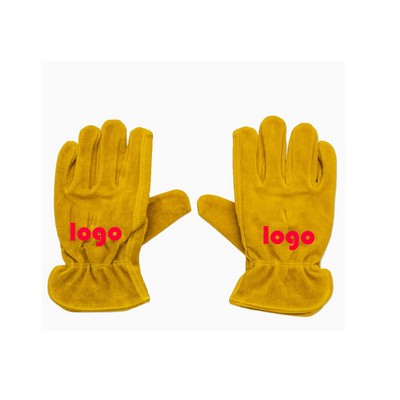 Cowhide Suede Work Gloves With Reinforced Stitching