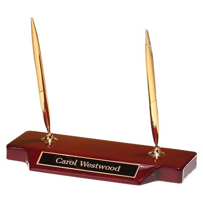 Double Tone Pen Set on Rosewood Piano Finish Base