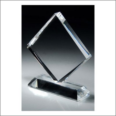 Crystal Diamond Faceted Plaque On Crystal Base