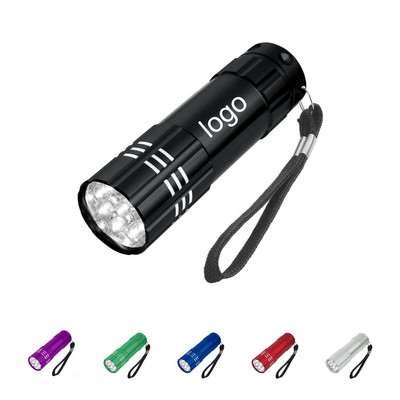 Mini Aluminum Handheld UV Flashlight w/9 LED Lights & Strap