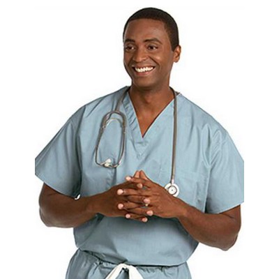 Fashion Seal Fashion Poplin - Unisex Reversible V-Neck Top in Misty