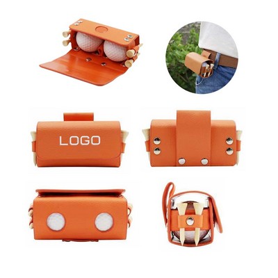 Pu Leather Golf Ball Pouch Bag With Tee Holder