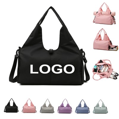 Large-Capacity Water Resistant Oxford Yoga Tote Bag w/Wet Dry Separation
