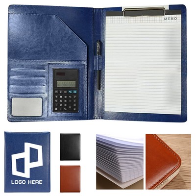 Business Multi-Pockets Leather Padfolios W/ Memo Pads