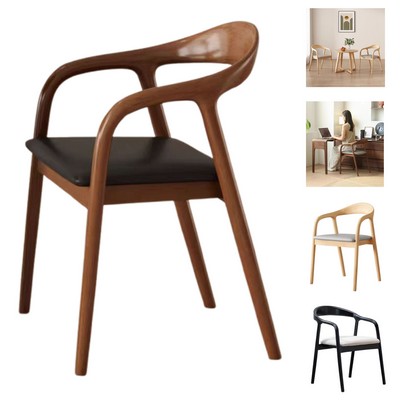 Rubber Wood Chair W/ Leather Seat