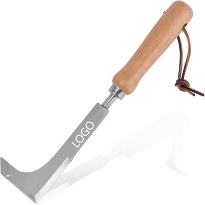 L-Shaped Stainless Steel Crevice Weeder with Wooden Handle