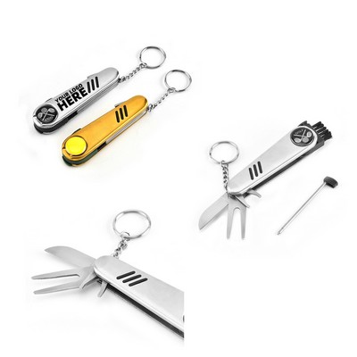 Multi-Function Stainless Steel Golf Knife Keychain