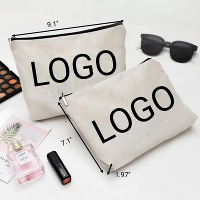 9" Multi Purpose DIY Craft Canvas Makeup Pouch Toiletry Zipper Bag