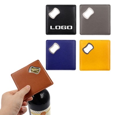 Custom-printed Leather Coaster with Bottler Opener