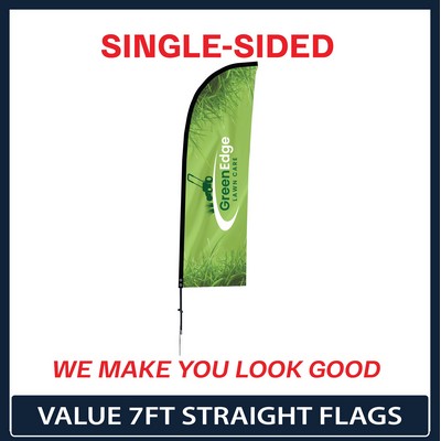 Value 7' Straight Flag - Single Sided w/Spike Base and Carry Bag