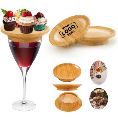 Wooden Wine Glass Lid Dessert Treat Tray