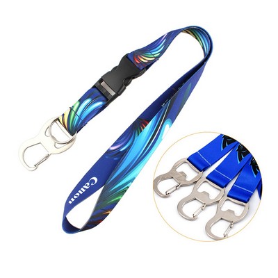 Polyester Lanyard w/ Bottle Opener & Clip