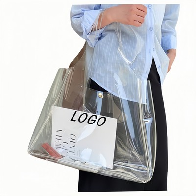 Pvc Transparent Large - Capacity Vest - Style Single - Shoulder Shopping Bag