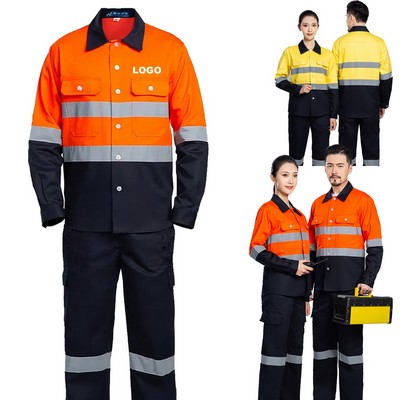 High Visibility Work Jacket Reflective Shirt Workwear Set