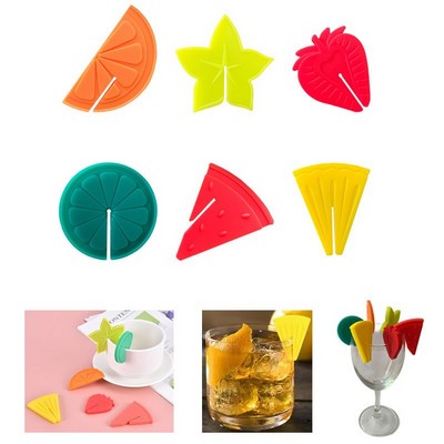 Fruit Pattern Silicone Drinking Cup Marker 6pcs/kit