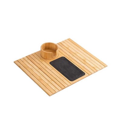 Bamboo Couch Cup Holder For Drink & Snack, Couch Arm Table & Couch Armrest Tray