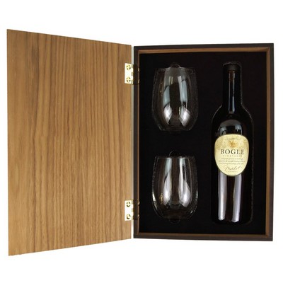 Walnut Hinge Wine Glass Gift Set