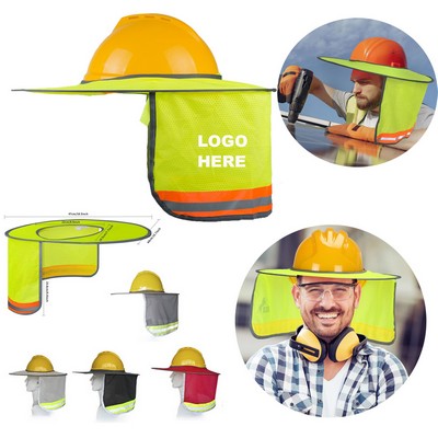 Custom Hard Hat Sun Shade Full Brim Mesh Neck Sun Shield with Reflective Strips Neck Sunshade Cover