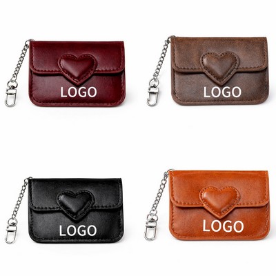 Heart Flap Card Holder Coin Purse Keychain