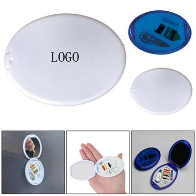 Compact Oval Sewing Kit with Mirror