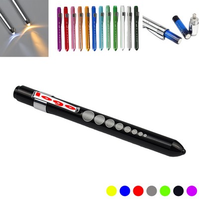 Custom Aluminum Reusable LED Nurse Penlight Nurses Pin Light w/Pupil Gauge