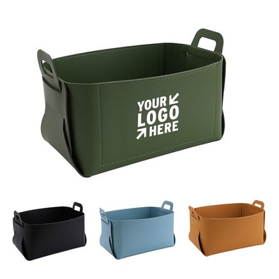 Leather Desktop Storage Basket