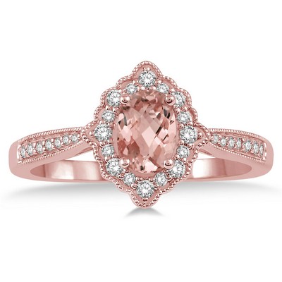Jilco Inc Morganite And Diamond Ring - Size 7