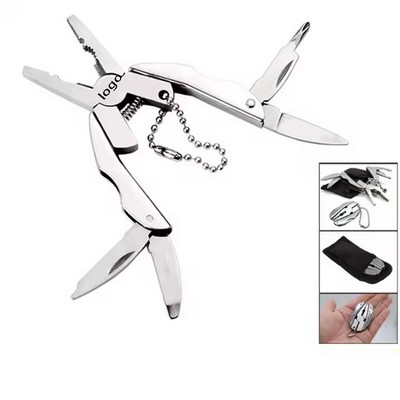 6-in-1 Stainless Steel Multifunction Folding Pliers w/ Keyring