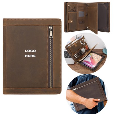 Custom Vintage Business Padfolio Document Holder Genuine Leather Portfolio Organizer